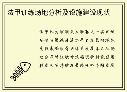 法甲训练场地分析及设施建设现状